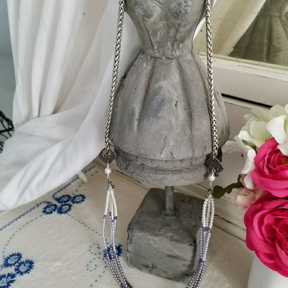 CJ Collection purple ombre and silver necklace